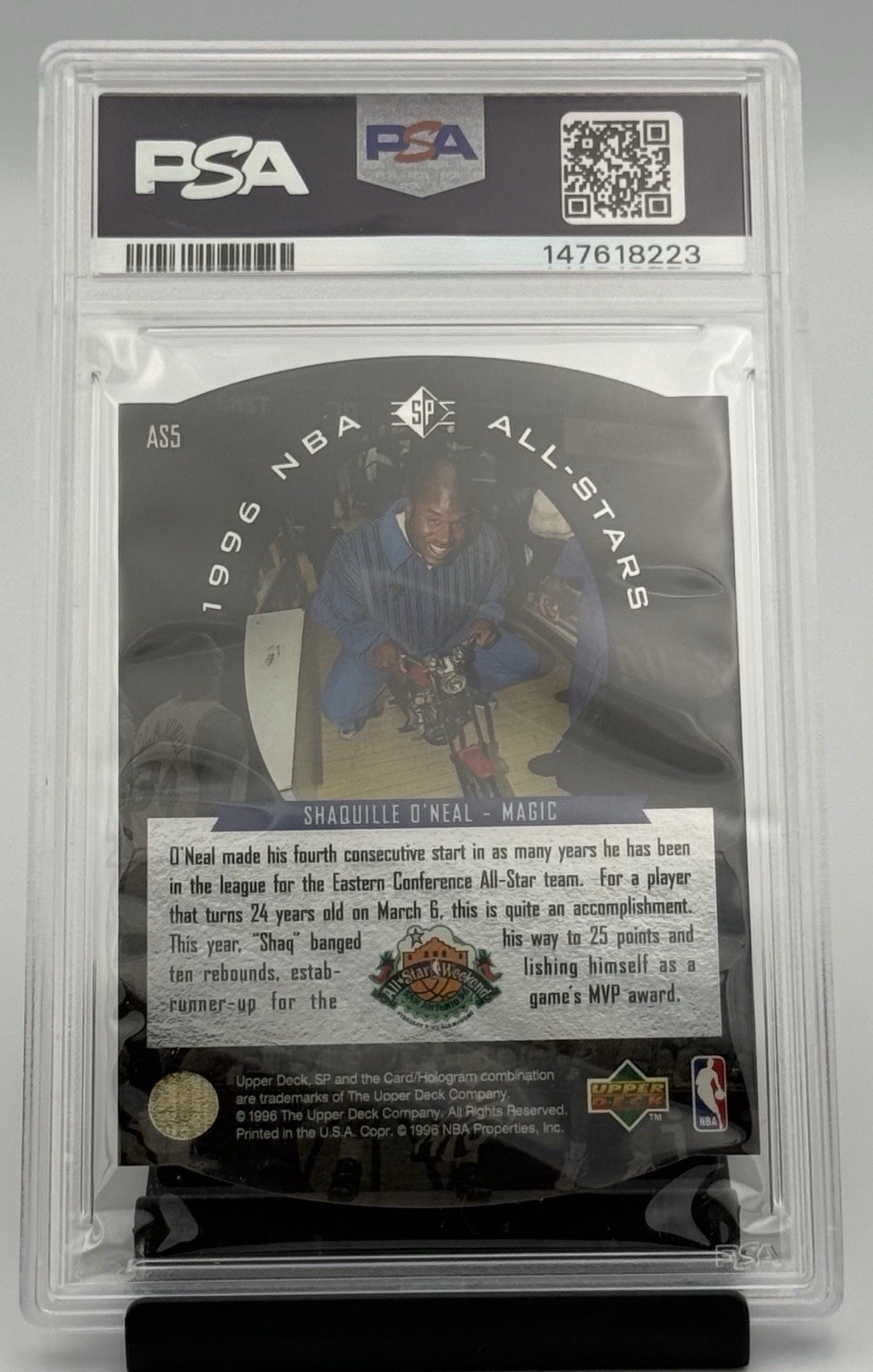 1995 SP ALL-STARS #AS5 SHAQUILLE O'NEAL PSA 10 GEM MINT view 2