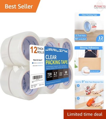 Clear Packing Tape 12 Rolls Heavy Duty Packaging Sealing 2.7mil 1.88in