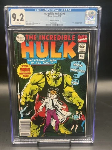 Incredible Hulk #393 (Marvel Comics May 1992) Newsstand CGC Graded 9.2 Wht Pgs