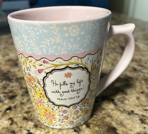 DaySpring Dena Designs Floral Ceramic Coffee Mug 14 fl oz Psalm 103:5 Microwave