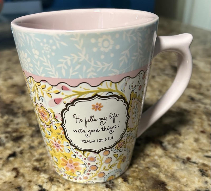 DaySpring Dena Designs Floral Ceramic Coffee Mug 14 fl oz Psalm 103:5 Microwave