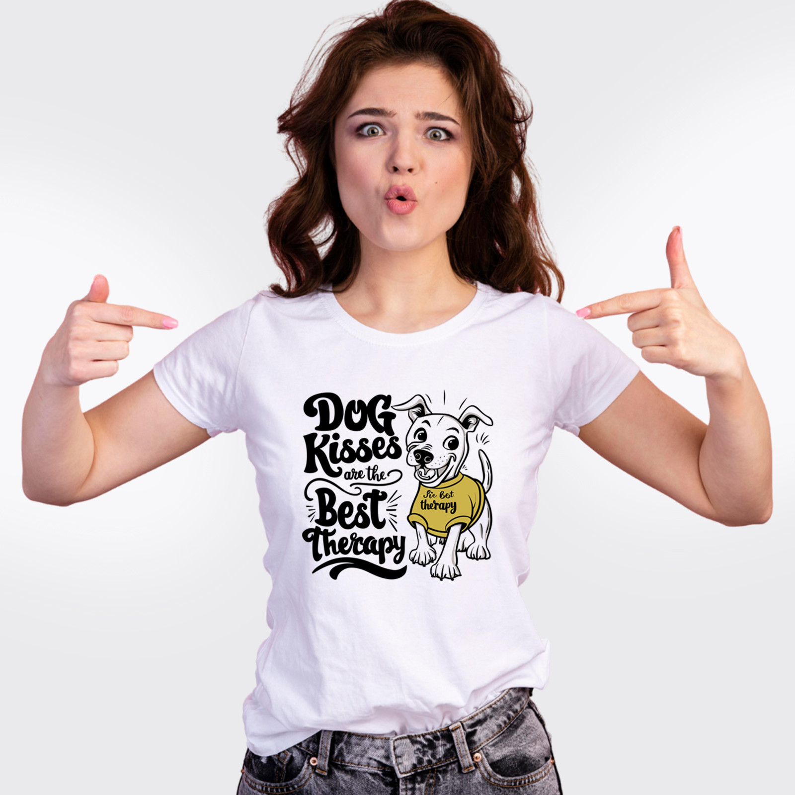 Dog Kisses Are the Best Therapy T-Shirt | Cute Dog Lover Tee | Funny Pet Gift