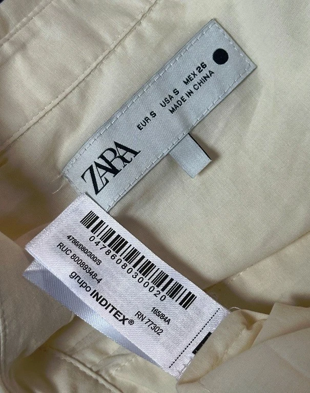 ZARA ECRU OVERSIZED EMBROIDERED BEADED FLORAL PLEATED POPLIN SHIRT LONG BLOUSE S - Image 4 of 4