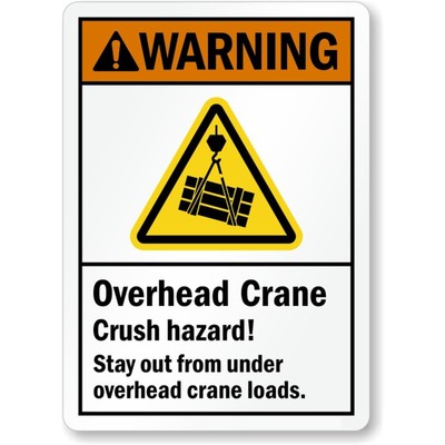 Overhead Crane Crush Hazard Aluminum Weatherproof Sign c01064