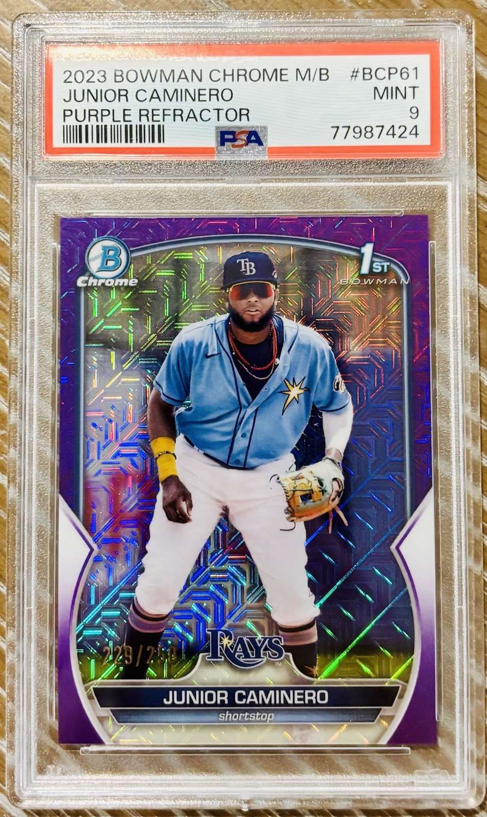2023 Bowman - Chrome Junior Caminero #BCP-61 Purple Mojo Refractor /250 (RC) 