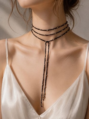 Schwarzer Boho Choker mit Perlen Handgemachte Häkelkette Gothic Y2K Schmuck De