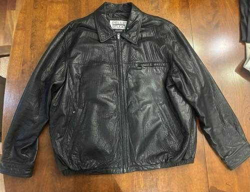 Wilsons Leather Pelle Studio Mens XXL Black Leather Jacket Removable Liner, GUC video thumbnail
