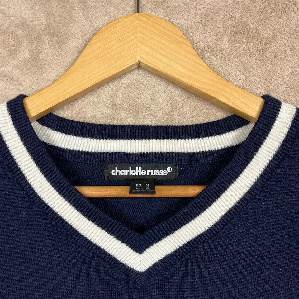 Suéter para mujer Charlotte Russe cuello en V azul M manga larga Foto 3 de 4