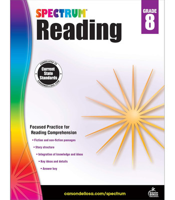 Spectrum Reading Comprehension Grade 8, Ages 13 to 14, 8Th Grade Workbooks, Nonf