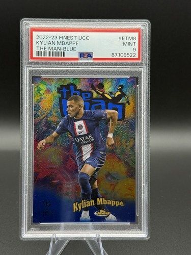 2022-23 Topps Finest UCL PSG The Man Kylian Mbappe Blue /150 PSA Gem Mint 10