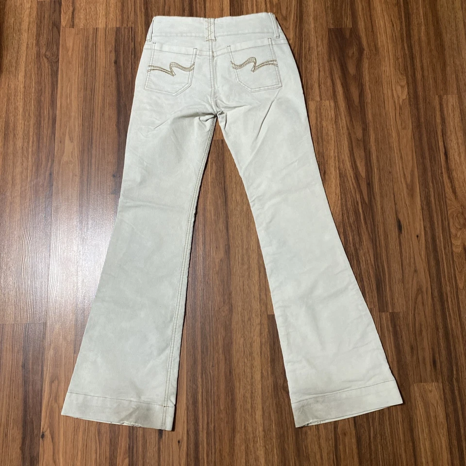 Pantalones de tiro bajo acampanados de pana marfil vintage Duck Head para mujer talla 3 grunge Foto 2 de 4