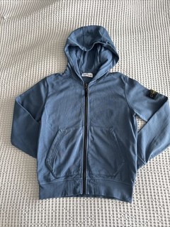 Felpa Stone Island Junior ragazzo con cappuccio e zip taglia 10 blu medio mai indossata