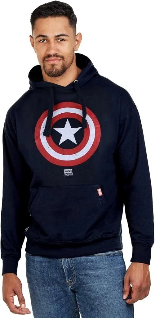 Marvel Capitán América Escudo Logo Sudadera con Capucha S-2XL Azul Marino Sudadera con Capucha Sudadera con Capucha