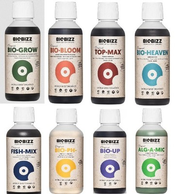 BioBizz 250 ml Megapack / Grow, Bloom, Top-Max, Alga-Mic, Ph-, Ph+ & Fish Mix