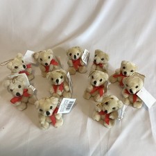 Lot of 11 Vintage 1999 Mini Teddy Bears   Poseable Arms  Legs   3" Plush   Holi