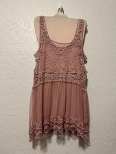 LaBellum Hillary Scott Embroidered Top Dusty Pink, XL, NWT