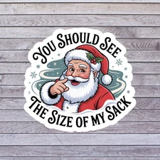 Christmas Sticker Vinyl Decal Funny Santa Sack Adult Humor Holiday Joke