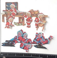 Lot of 2 Winter Christmas Babies Sled Toys SINGLE LAYER Embellishments 1145