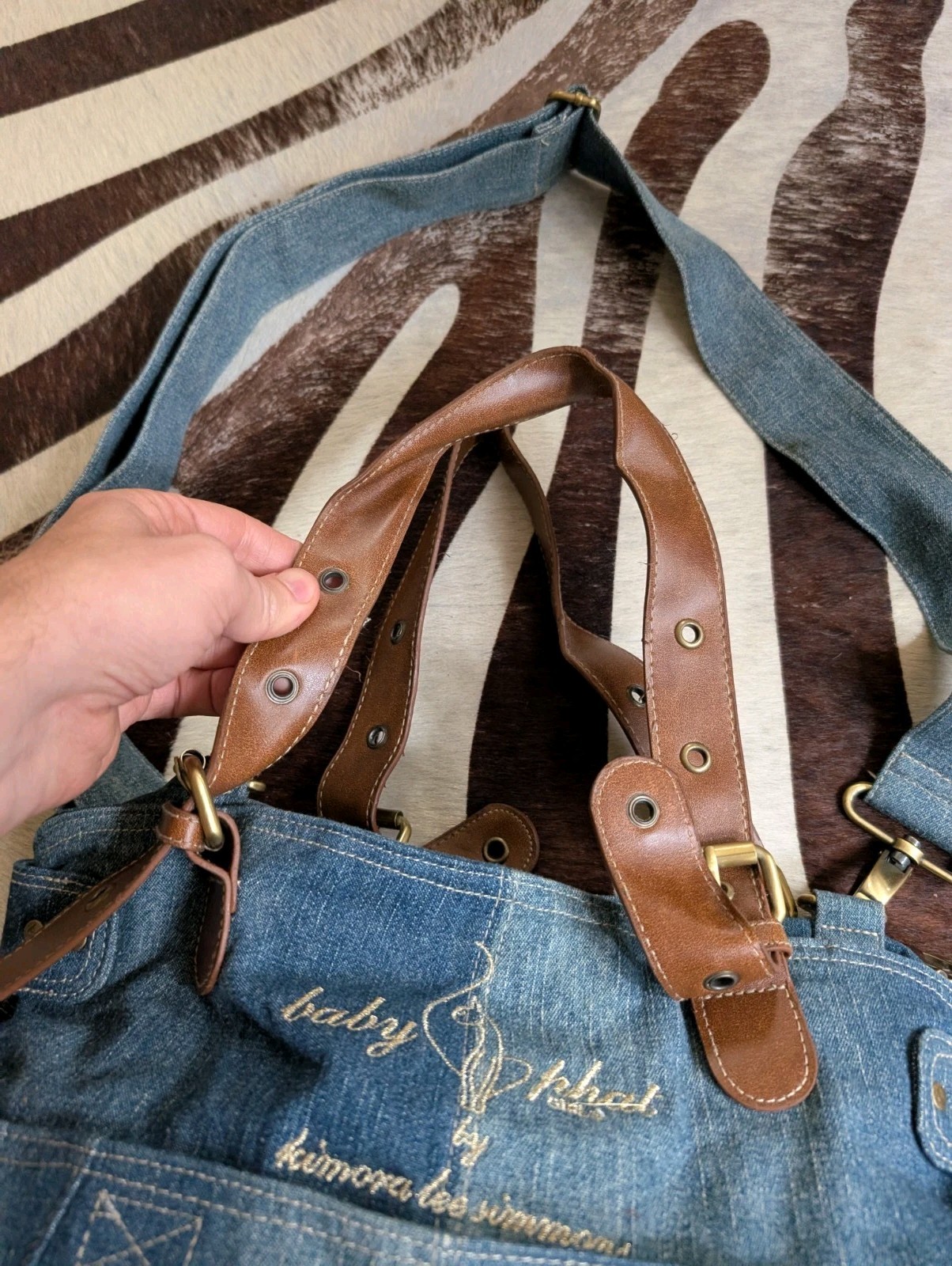 Vtg Rare Baby Phat Denim Y2K Shoulder Bag Logo Kimora Lee Simmons GUC Weekender image 5