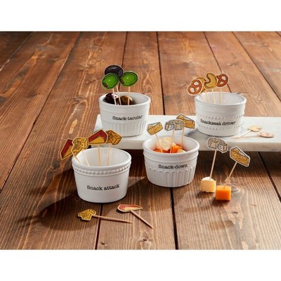 Mud Pie E6 Home 2''x3''dia Tidbit and Toothpick Set with Sentiment - Choose Design