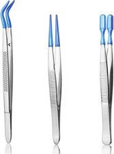 Tweezers with Rubber Tips PVC Coated Set Precis Rubber Straight Flat