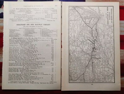 1906 Train Route Map + Report CHESAPEAKE & OHIO RAILROAD Rosney VA Ansted WV