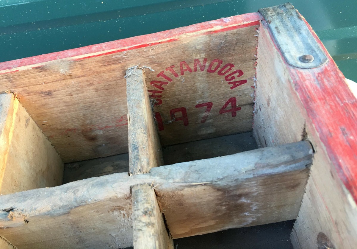 Coca Cola Wood Soda Crate vintage 1974 wooden box coke chattanooga