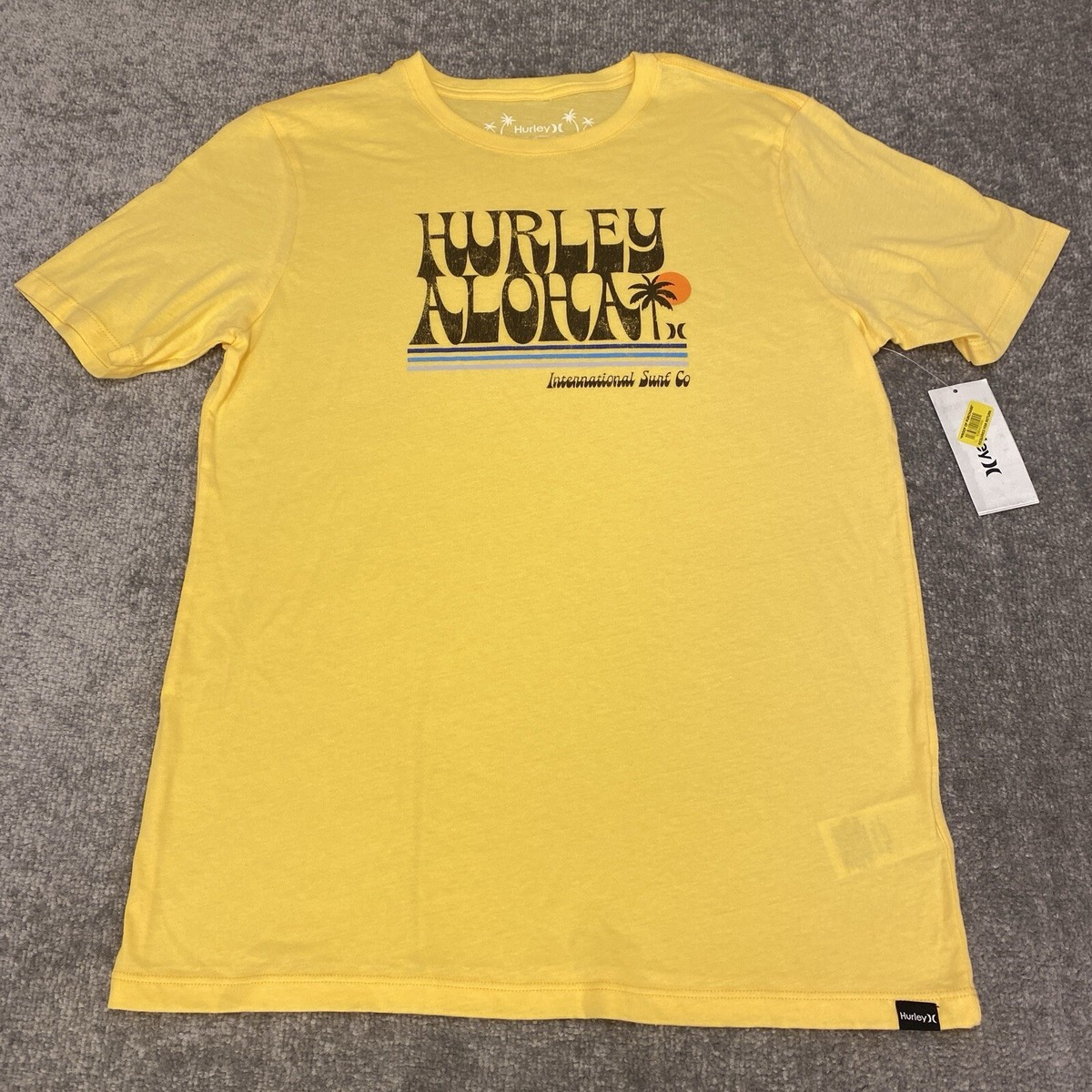 Hurley T Shirt Mens Small Yellow Everyday Aloha Crew Neck Adult S