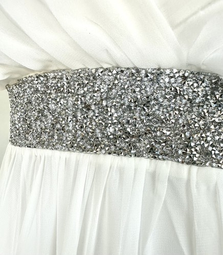Aura White Grecian Style Wedding Dress / Formal Gown Size XS Diamanté Detail - Picture 4 of 11