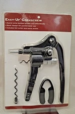 NEW EASY Up CORKSCREW Foil CUTTER Bottle OPENER Wine Open Extra SCREW Black BAR