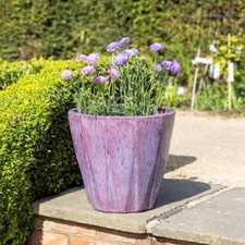 Primrose Round Glazed Terracotta Planter In Glossy Purple Mix