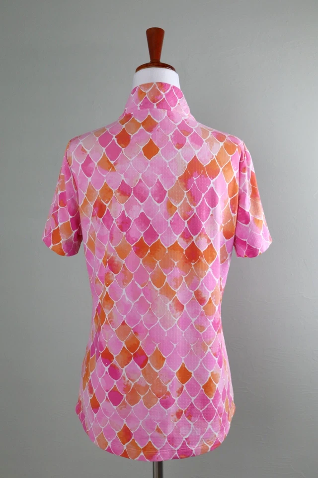 Camiseta deportiva de golf IBKUL $92 elástica con estampado a escala de sirena de peces talla mediana Foto 4 de 4