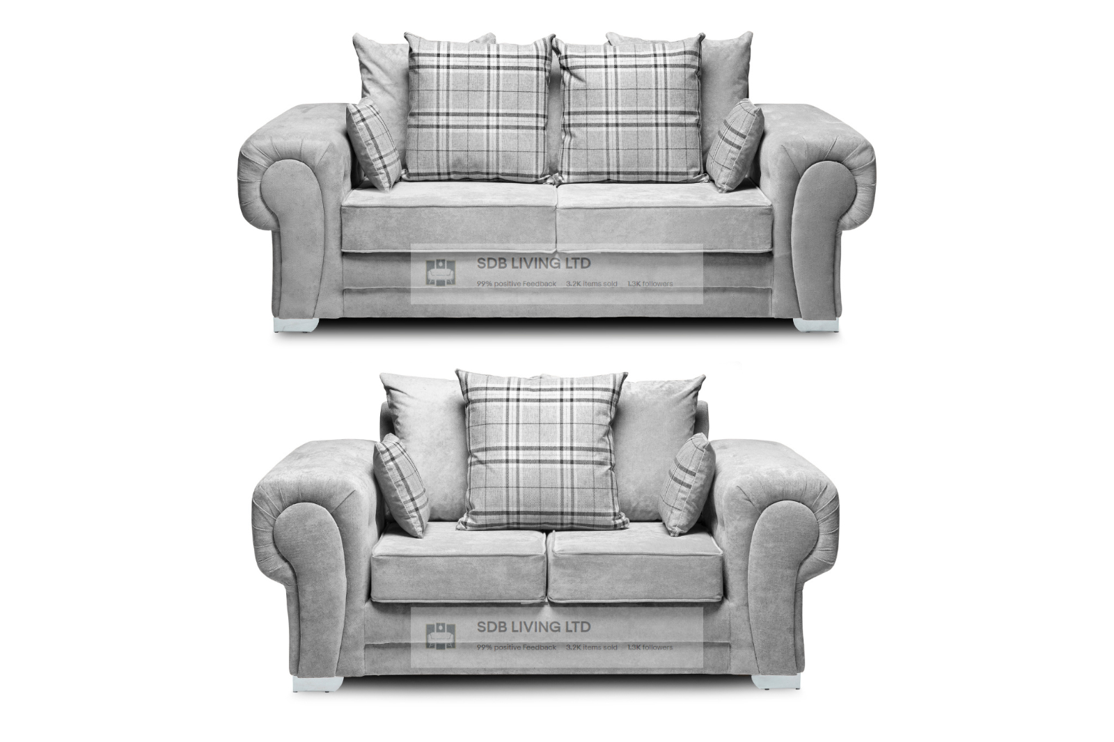 BRAND NEW Chesterfield Style Verona Sofa Set 3+2 Seater Grey eBay
