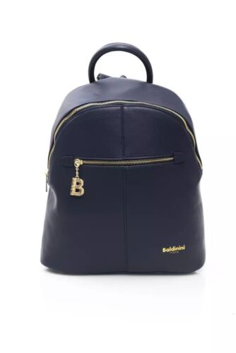 Baldinini Trend Chic Blue Backpack with Golden Women's Accents Authentic - Afbeelding 1 van 5