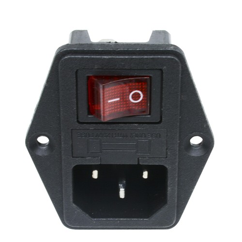 Presa di alimentazione 3 terminali nero rosso AC 250V 10A con supporto fusibile - Foto 3 di 9
