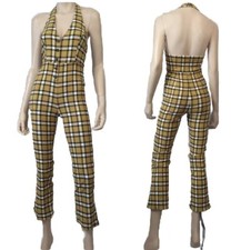 Yellow PLAID JUMPSUIT Nico HALTER S 90s Y2K Retro STRETCH Punk Urban Outfitters
