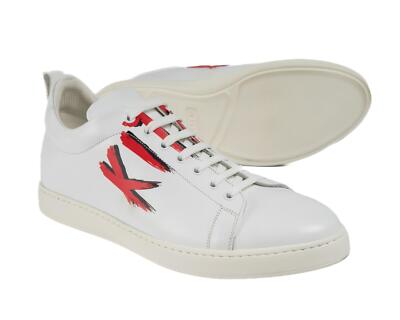Kiton $1,470 NIB White Calfskin Caiman Leather Sneakers Shoes (8.5 EU) 9.5 US