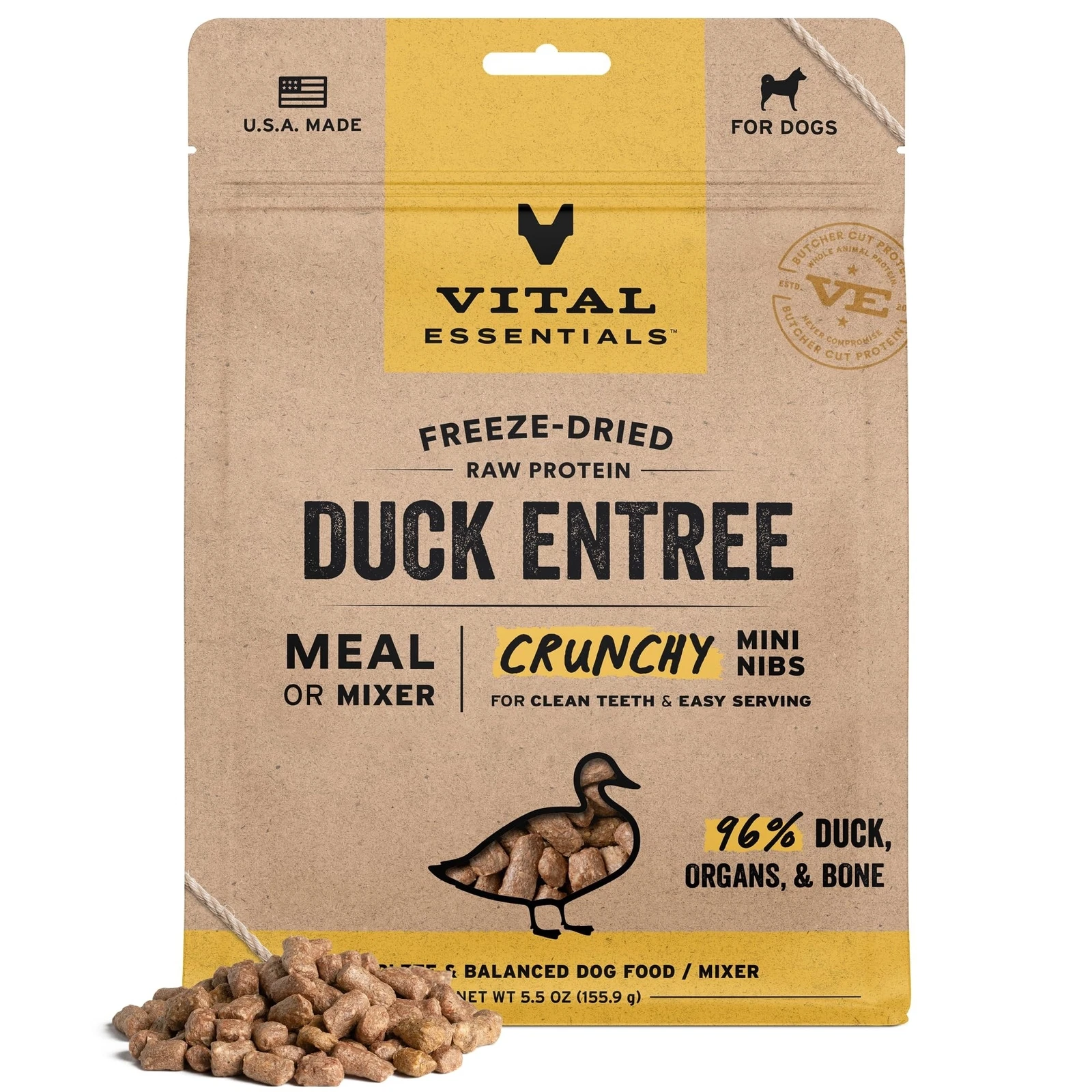 Vital Essentials® Freeze-Dried Raw Duck Entree & Mixer Dog Food Crunchy Mini ...