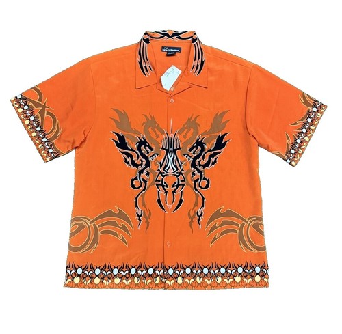 Challenger Men's Short Sleeve Flame Leaf Shirt Black/Orange XL