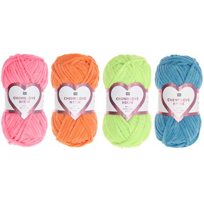 50g Rico Creative Chenillove Neon Wolle Garn zum Stricken Häkeln GP 65,80 /kg