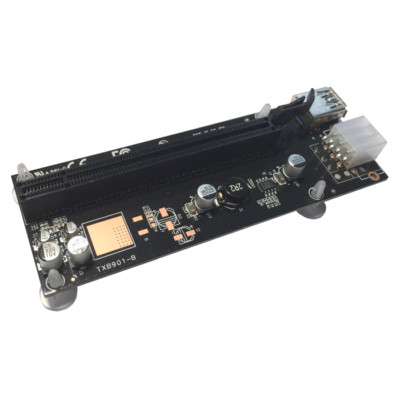 Q38 USB 3.0 PCI-E Express 1x zu 16x Extender Riser Kabel Grafik SATA Stromkabel