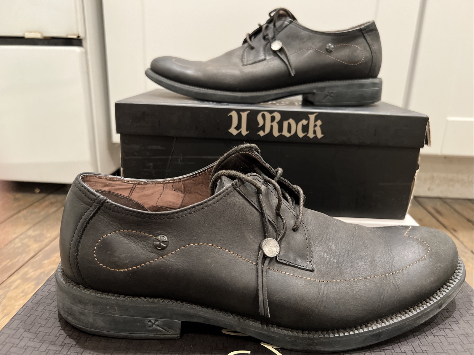 Mark Nason Distressed Black Leather 