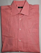 Mens Boss Hugo Boss Long Sleeve Pinkish Button Up Shirt Size 16 32-33 - NICE