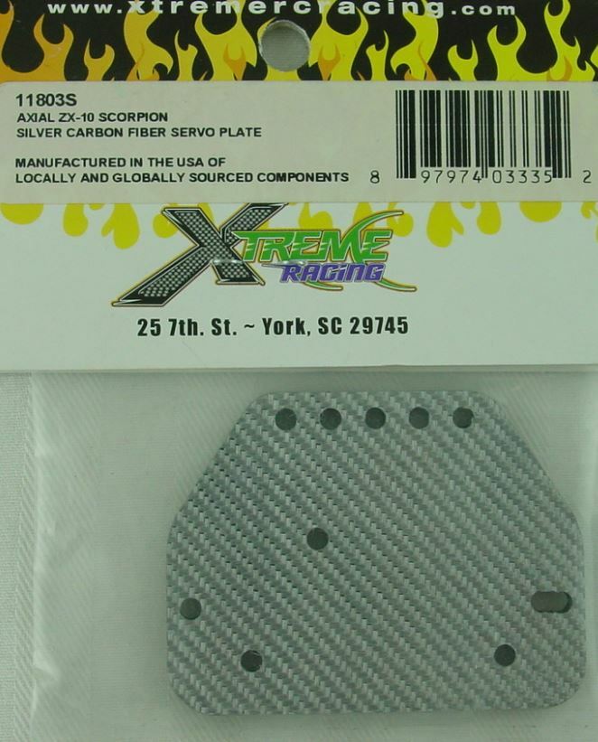 Xtreme Racing 1/10th Scale Silver Carbon Fiber Servo Plate/Axial AX10 XTR11803S