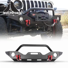 Textured Black Front Bumper for 2018-2025 Jeep Wrangler JL JLU w/2*D-Rings Steel