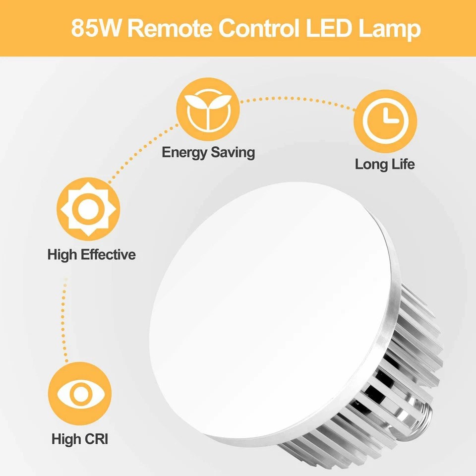 Dimmable 2x 85W 3200K-5600K LED Bulb Photography Continuous Lighting Video Lamp - image 3 of 4