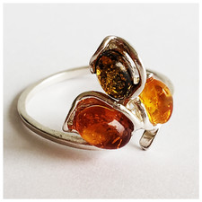 BALTIC AMBER 925 STERLING SILVER Ring Genuine HONEY AMBER RING 2gr SIZE 5.5
