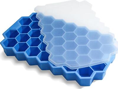 37 Grid Silicone Ice Cube Tray With Lid Easy Release Freezer