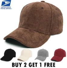 Corduroy Baseball Cap Dad Hat Classic Adjustable Soft Plain Cap