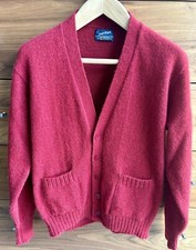 Vintage 80’s Cardigan Sweater Puritan Aquamatic Red Made in USA M/L Wool Blend